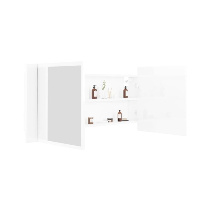 Armoire à miroir de bain à LED Blanc brillant 100x12x45 cm