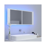 Armoire à miroir de bain à LED Blanc brillant 100x12x45 cm