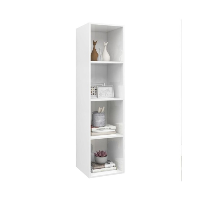 Meuble TV mural Blanc brillant 37x37x142,5 cm Aggloméré