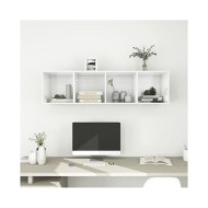 Meuble TV mural Blanc brillant 37x37x142,5 cm Aggloméré