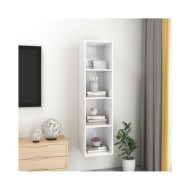 Meuble TV mural Blanc brillant 37x37x142,5 cm Aggloméré