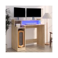 Bureau avec lumières LED Chêne 97x45x90 cm Bois d'ingénierie