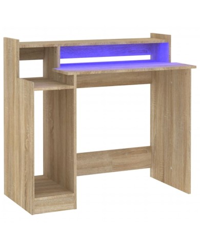 Bureau avec lumières LED Chêne 97x45x90 cm Bois d'ingénierie