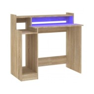 Bureau avec lumières LED Chêne 97x45x90 cm Bois d'ingénierie