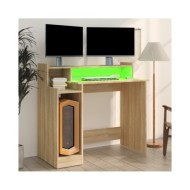 Bureau avec lumières LED Chêne 97x45x90 cm Bois d'ingénierie