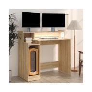 Bureau avec lumières LED Chêne 97x45x90 cm Bois d'ingénierie
