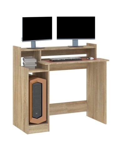 Bureau avec lumières LED Chêne 97x45x90 cm Bois d'ingénierie