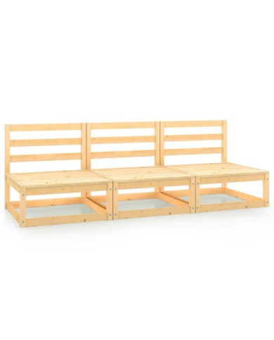Canapés centraux de jardin 3 pcs Bois de pin massif