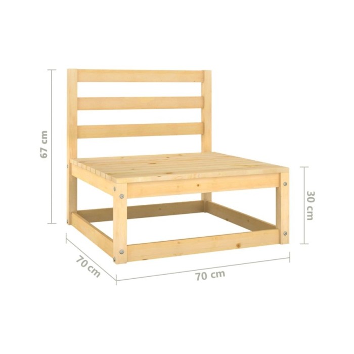 Canapés centraux de jardin 3 pcs Bois de pin massif