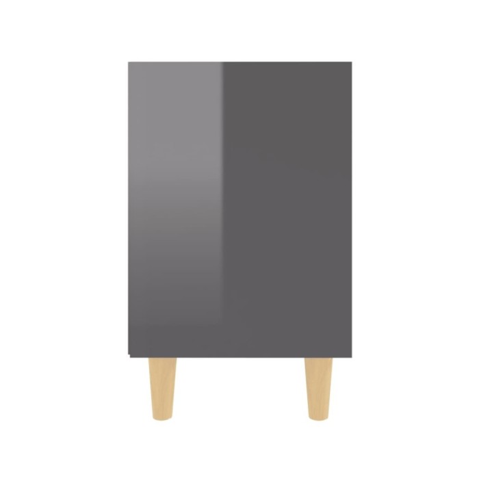 Table de chevet avec pieds en bois Gris brillant 40x30x50 cm