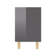 Table de chevet avec pieds en bois Gris brillant 40x30x50 cm