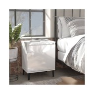 Table de chevet avec pieds en métal Blanc brillant 40x30x50 cm