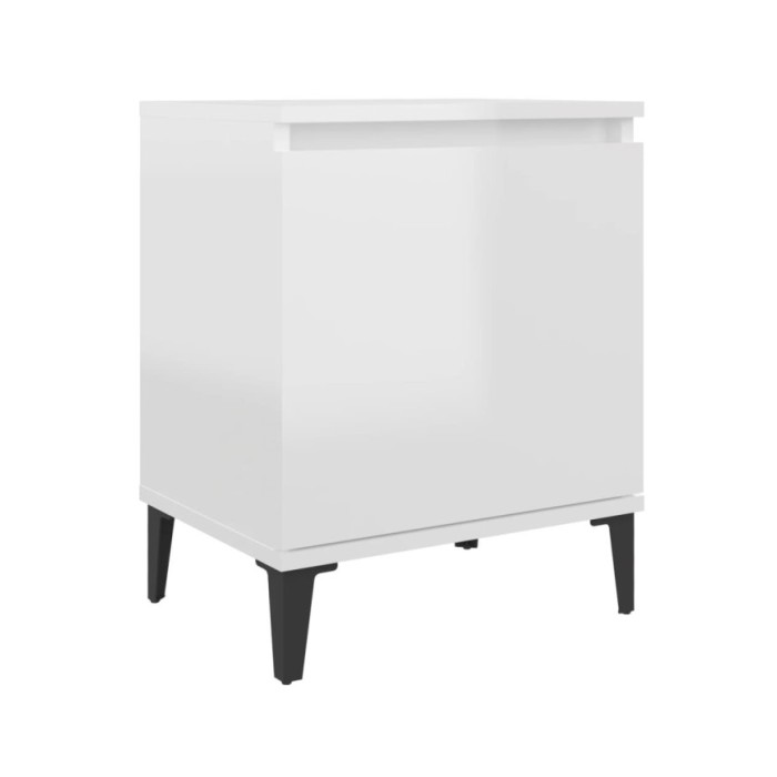 Table de chevet avec pieds en métal Blanc brillant 40x30x50 cm