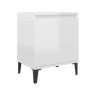 Table de chevet avec pieds en métal Blanc brillant 40x30x50 cm