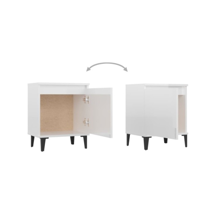 Table de chevet avec pieds en métal Blanc brillant 40x30x50 cm
