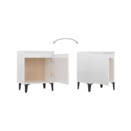 Table de chevet avec pieds en métal Blanc brillant 40x30x50 cm