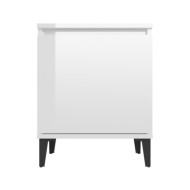Table de chevet avec pieds en métal Blanc brillant 40x30x50 cm