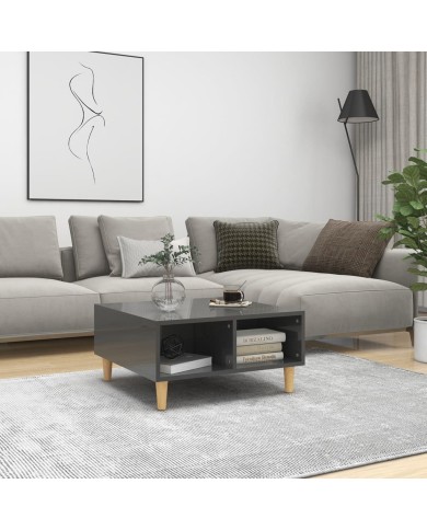 Table basse Gris brillant 60x60x30 cm Aggloméré 