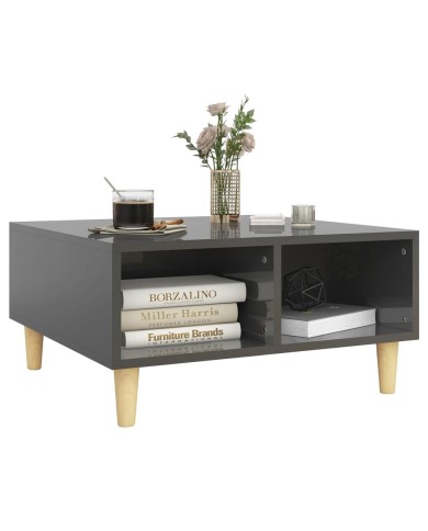 Table basse Gris brillant 60x60x30 cm Aggloméré 