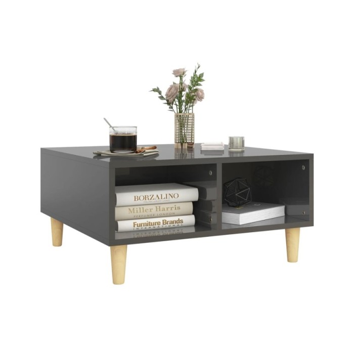 Table basse Gris brillant 60x60x30 cm Aggloméré 