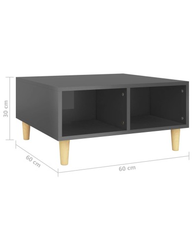 Table basse Gris brillant 60x60x30 cm Aggloméré 