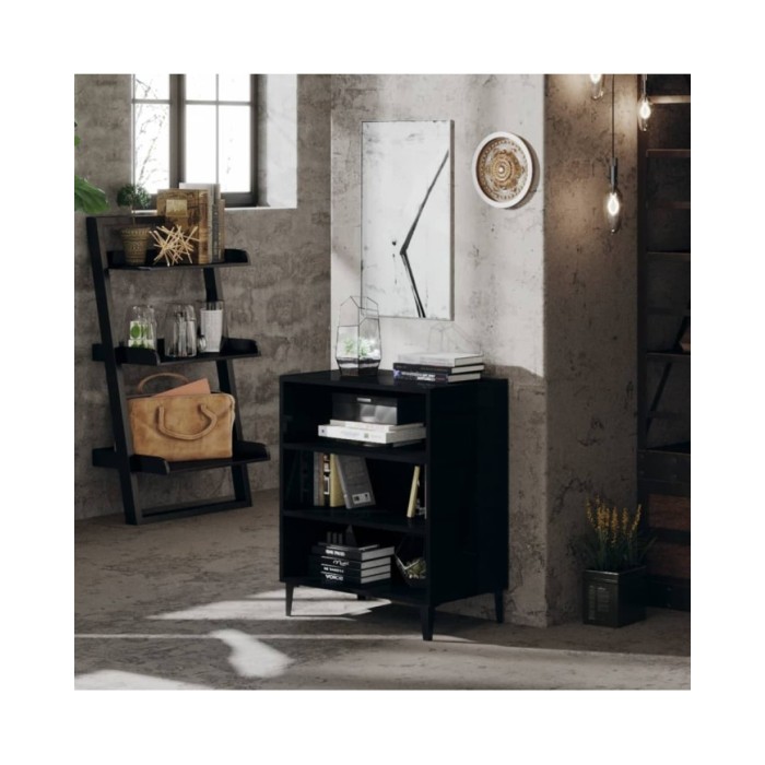 Buffet Noir brillant 57x35x70 cm Aggloméré
