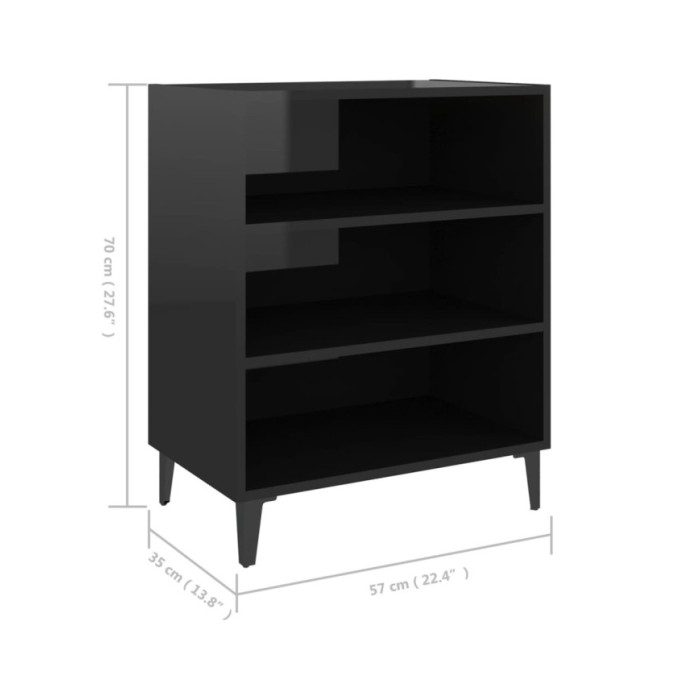 Buffet Noir brillant 57x35x70 cm Aggloméré