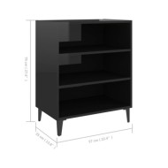Buffet Noir brillant 57x35x70 cm Aggloméré