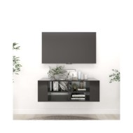 Meuble TV mural Noir brillant 102x35x35 cm Aggloméré