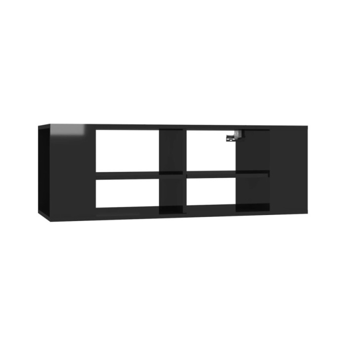 Meuble TV mural Noir brillant 102x35x35 cm Aggloméré