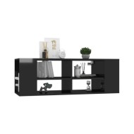 Meuble TV mural Noir brillant 102x35x35 cm Aggloméré