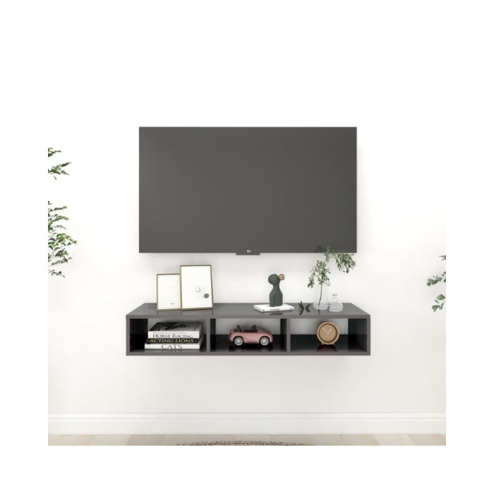 Étagère murale Gris brillant 102x30x17 cm Aggloméré