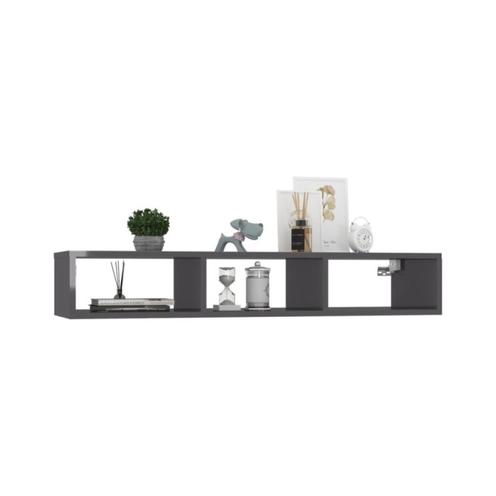 Étagère murale Gris brillant 102x30x17 cm Aggloméré