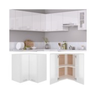 Armoire d'angle suspendue Blanc brillant 57x57x60 cm Aggloméré