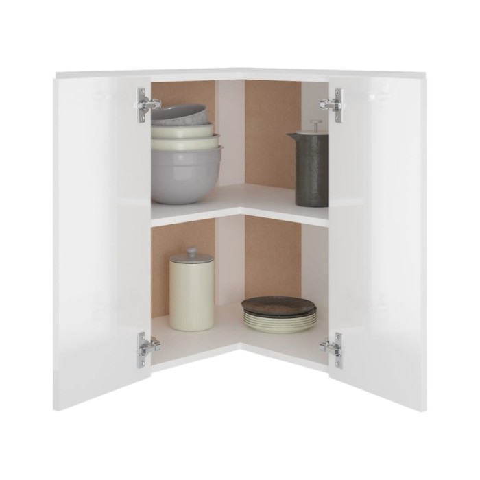 Armoire d'angle suspendue Blanc brillant 57x57x60 cm Aggloméré