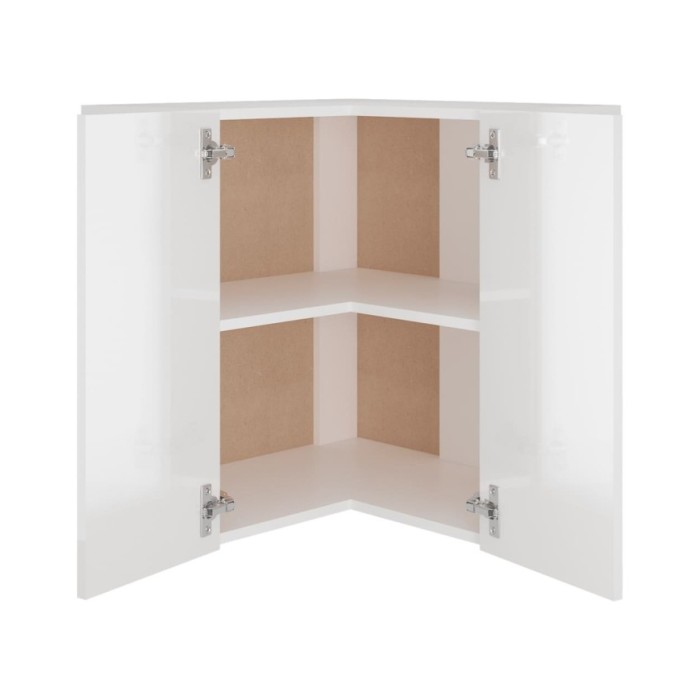 Armoire d'angle suspendue Blanc brillant 57x57x60 cm Aggloméré