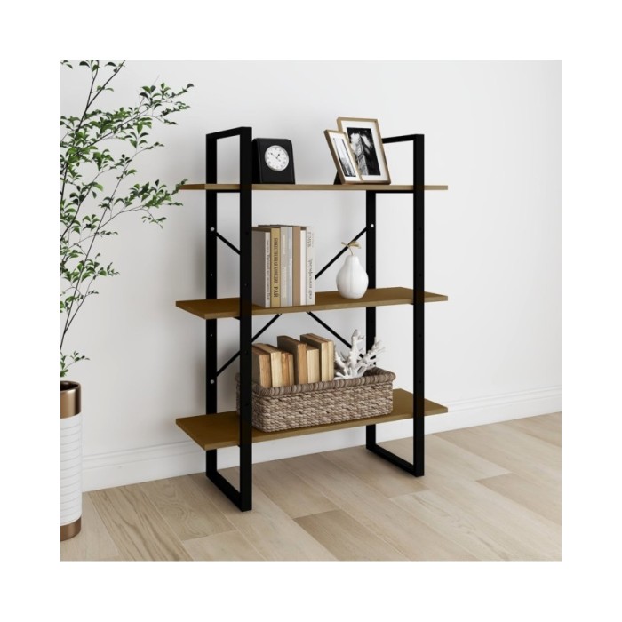 Bibliothèque à 3 niveaux Marron 80x30x105 cm Bois de pin massif