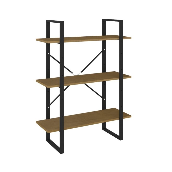 Bibliothèque à 3 niveaux Marron 80x30x105 cm Bois de pin massif