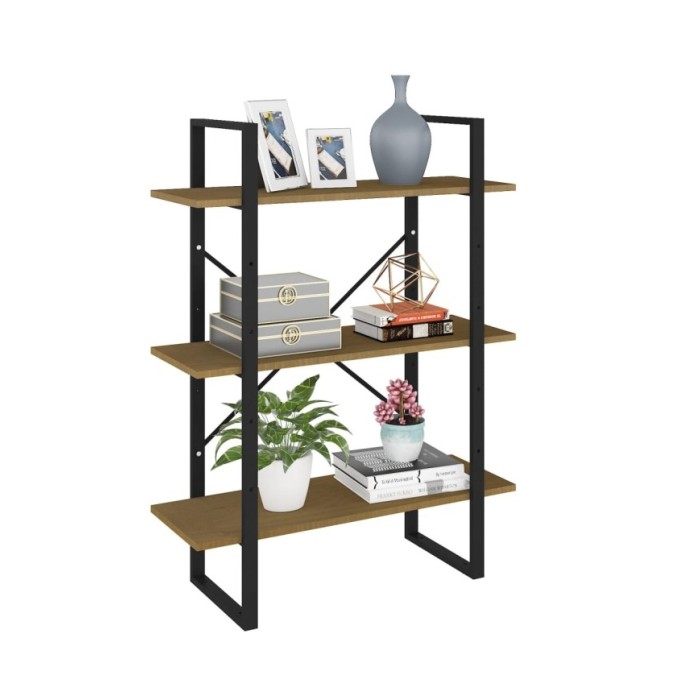 Bibliothèque à 3 niveaux Marron 80x30x105 cm Bois de pin massif