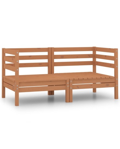 Canapés d'angle de jardin 2 pcs Marron miel Bois de pin massif