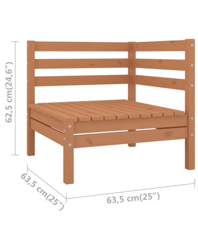 Canapés d'angle de jardin 2 pcs Marron miel Bois de pin massif