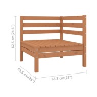 Canapés d'angle de jardin 2 pcs Marron miel Bois de pin massif