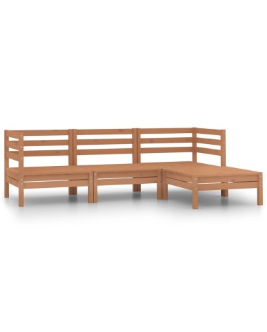 Salon de jardin 4 pcs Bois de pin massif Marron miel