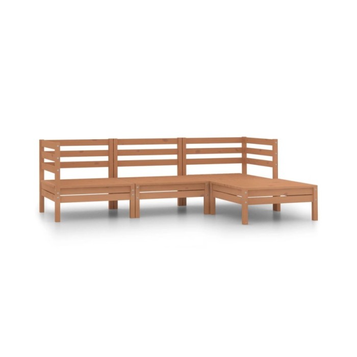Salon de jardin 4 pcs Bois de pin massif Marron miel