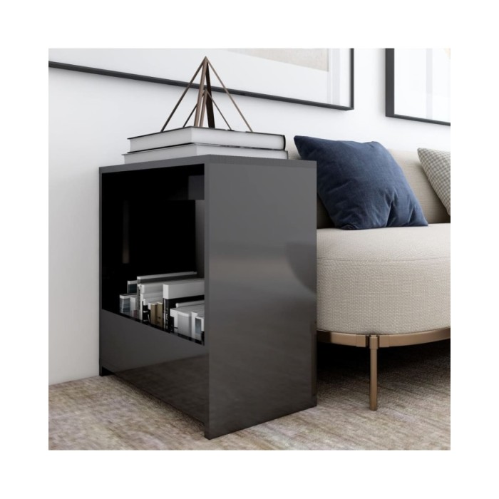 Table d'appoint Gris brillant 50x26x50 cm Aggloméré