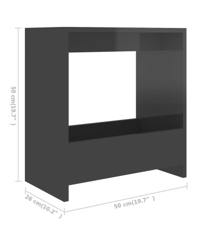 Table d'appoint Gris brillant 50x26x50 cm Aggloméré