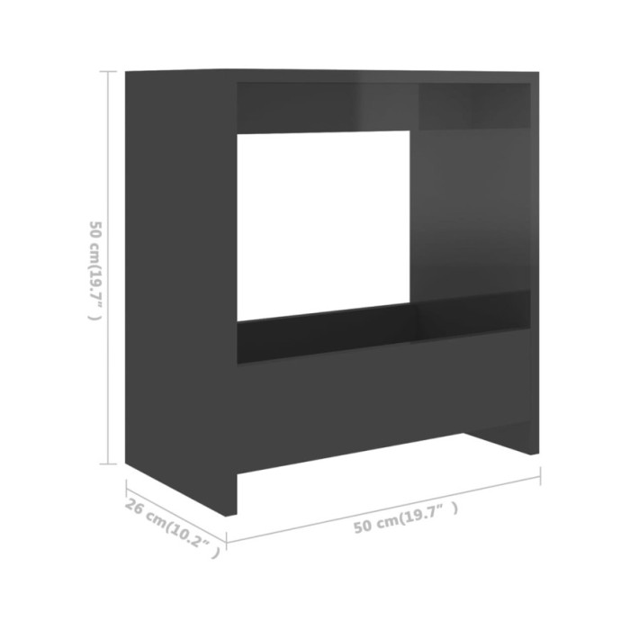 Table d'appoint Gris brillant 50x26x50 cm Aggloméré