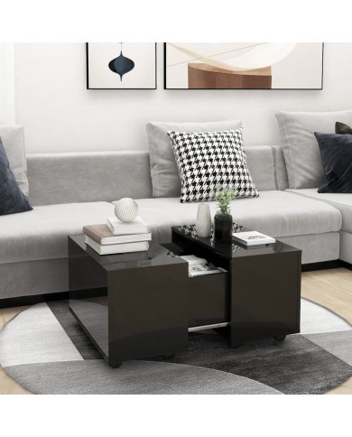 Table basse Noir brillant 60x60x38 cm Aggloméré