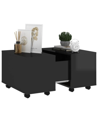 Table basse Noir brillant 60x60x38 cm Aggloméré