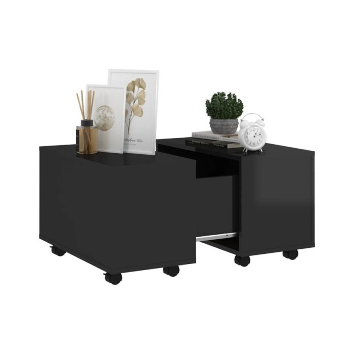Table basse Noir brillant 60x60x38 cm Aggloméré
